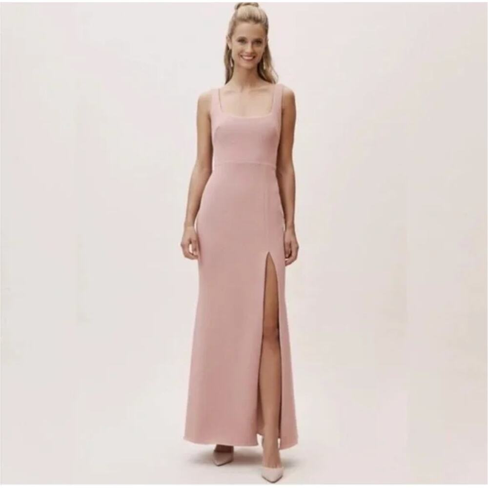Anthropologie BHLDN Adena Side Slit Maxi Bridesmaid Dress Whipped Apricot 14
